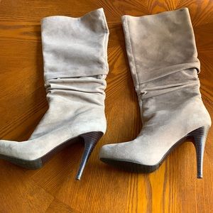 PRICE DROP!! BR Cream Slouchy Genuine Suede Stiletto Knee High Boots Siz…